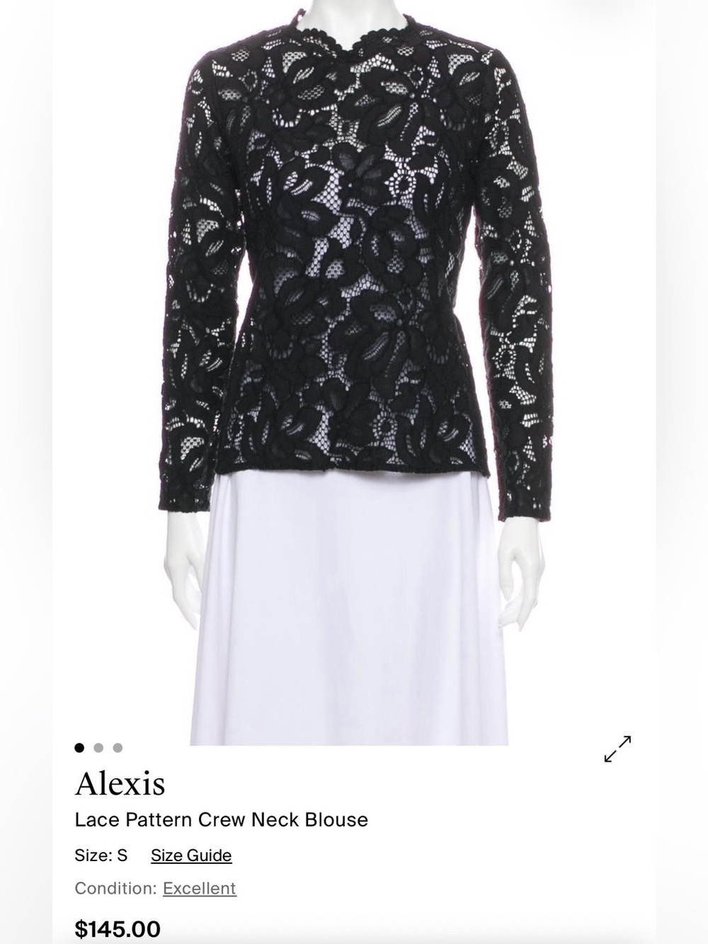 Alexis Black Floral Lace Crew Neck Blouse